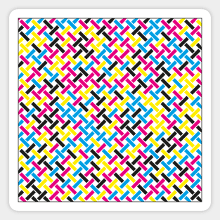 CMYK Colour Weave Pattern (White) Magnet